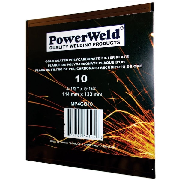 Powerweld Gold Polycarbonate Filter Plate, 4-1/2 x 5-1/4, Shade No 9 MP4GO9 - main